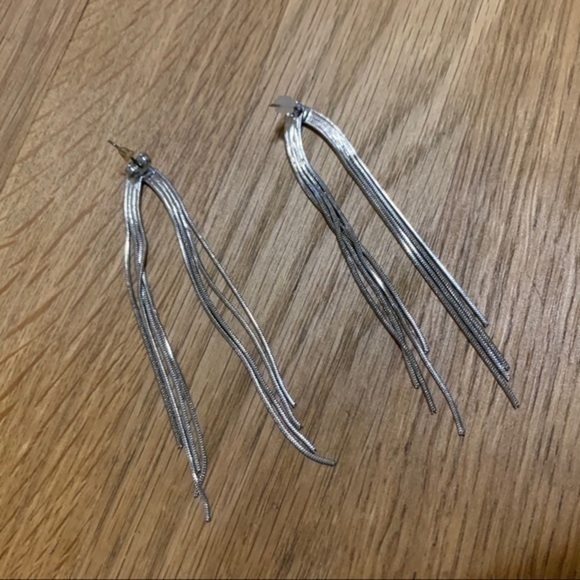 Faux Silver Dangle Earrings - Picture 4 of 5